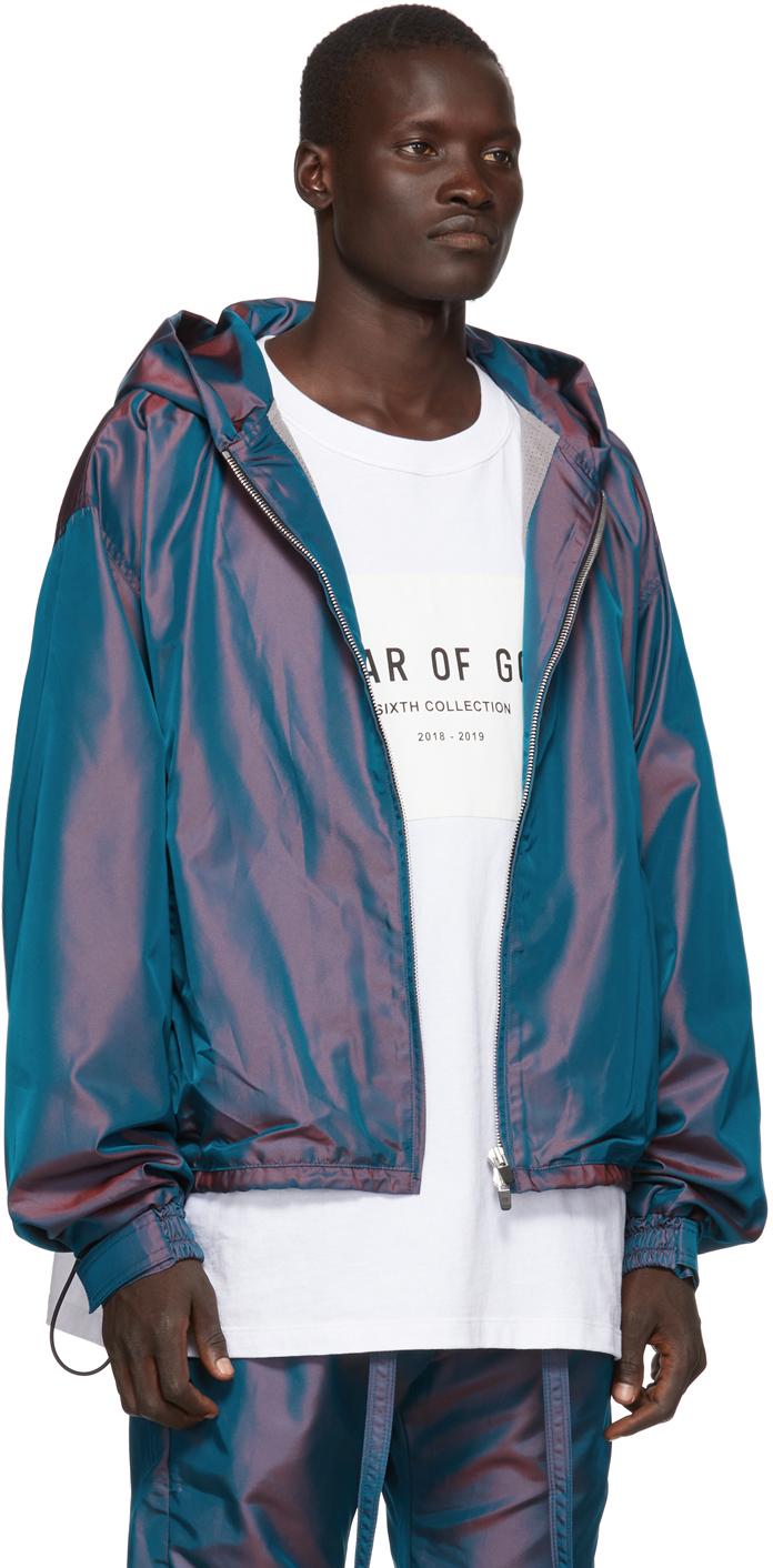 Fear Of God Blue Nylon Iridescent Full zip Jacket for Men Lyst Canada