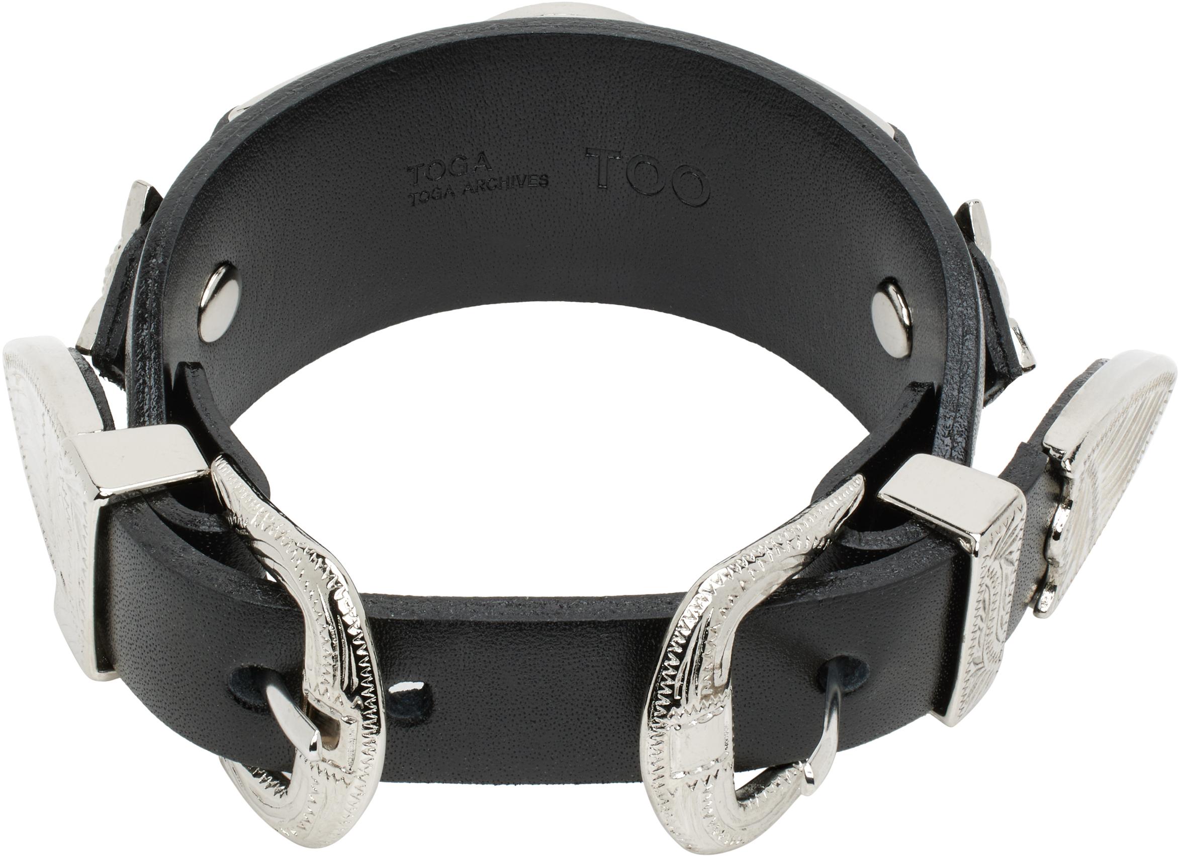 Toga Double Buckle Bangle Bracelet in Black | Lyst Toga Double Buckle Bangle Bracelet in Black | Lyst