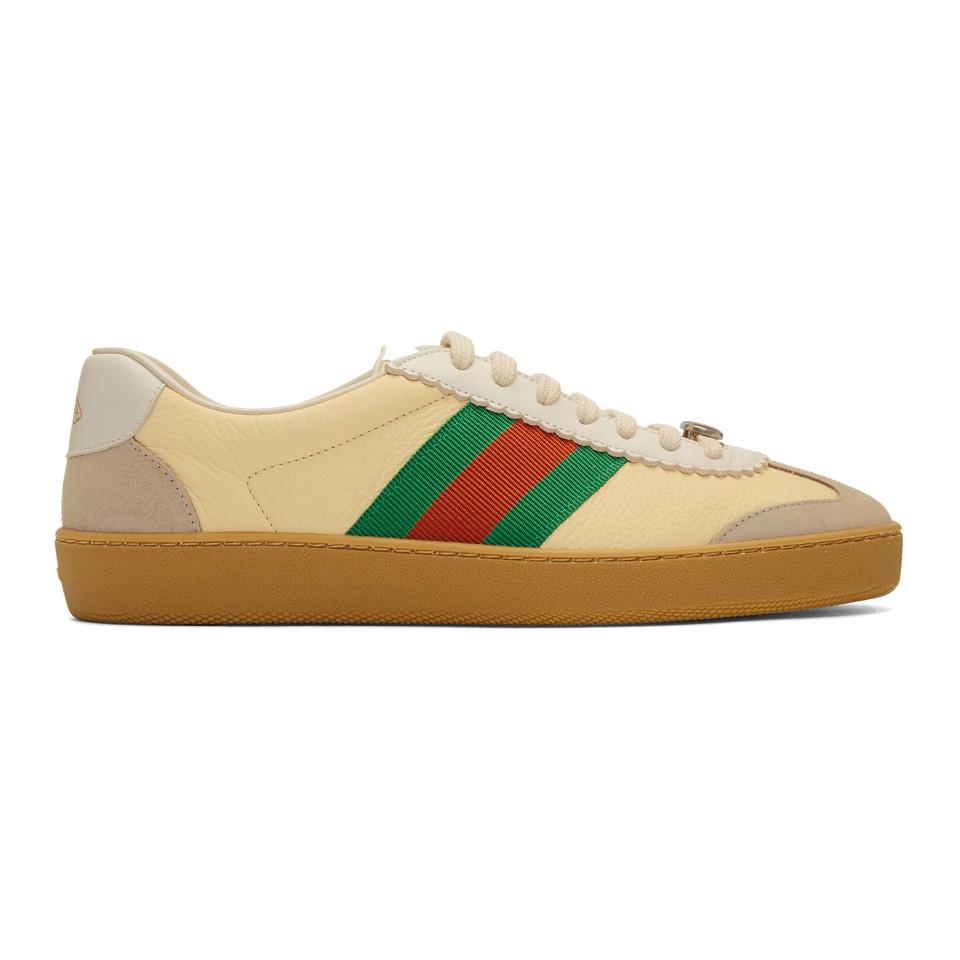 Gucci Leather Yellow And Beige G74 Sneakers in Natural for Men | Lyst
