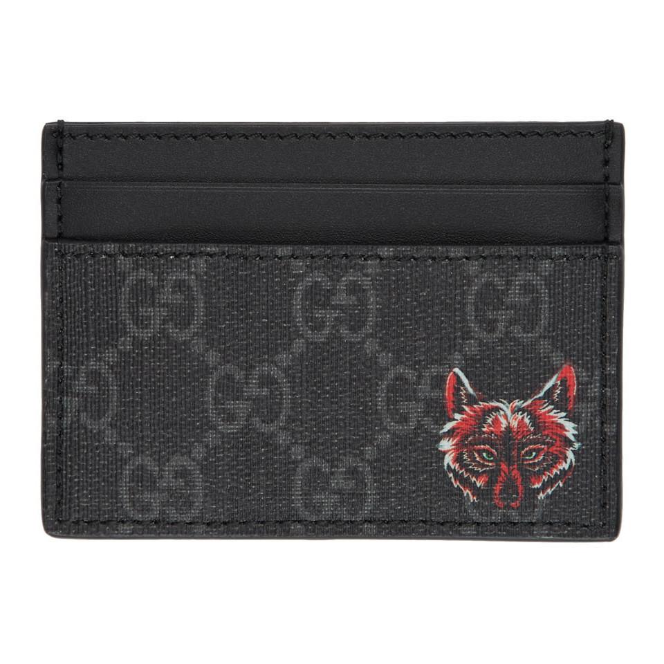 Gucci Canvas Black GG Supreme Wolf Card 