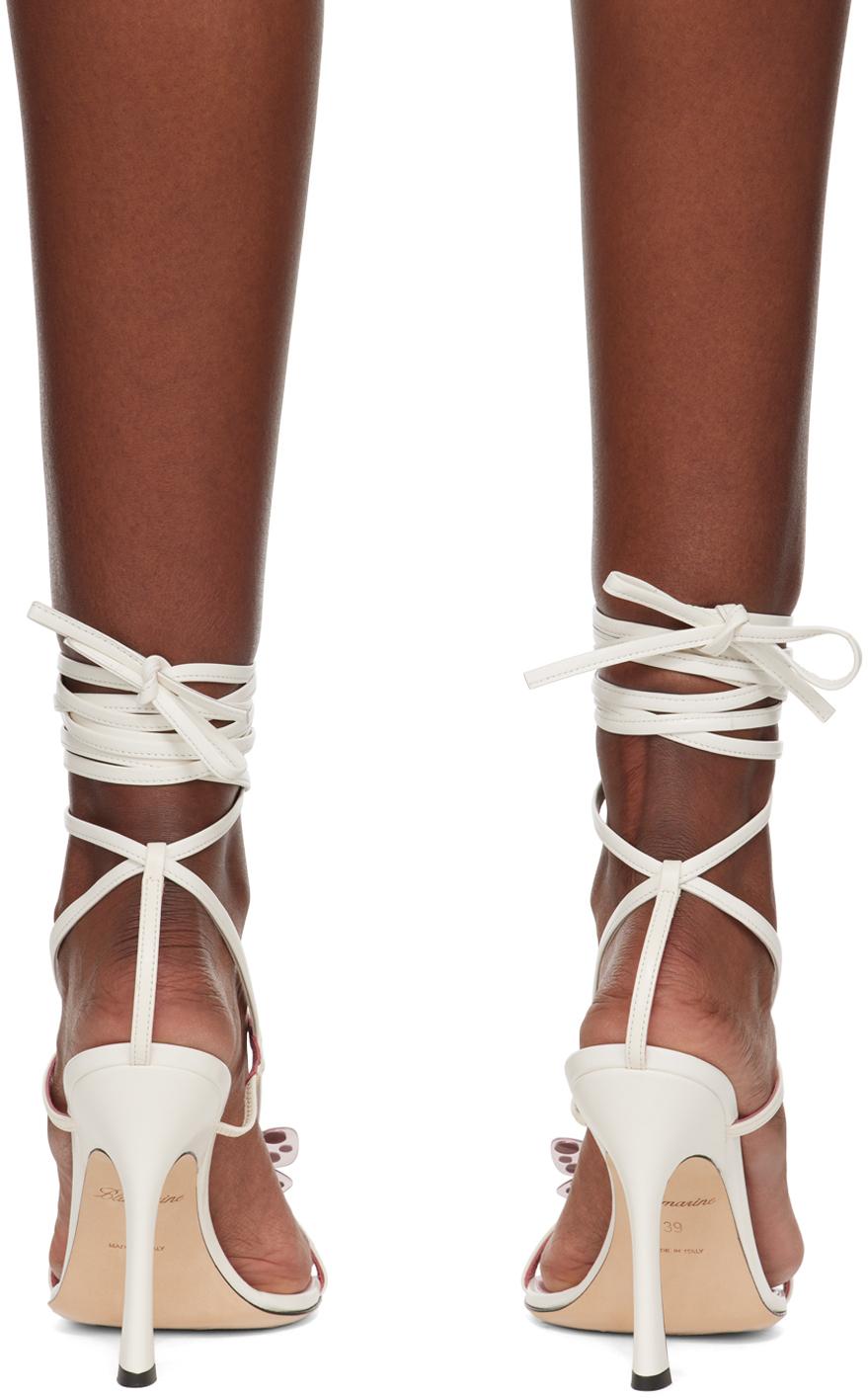 【関税込み】Blumarine ホワイト Butterfly '105 ヒールサンダル Butterfly 105 leather sandals in white - Blumarine | Mytheresa