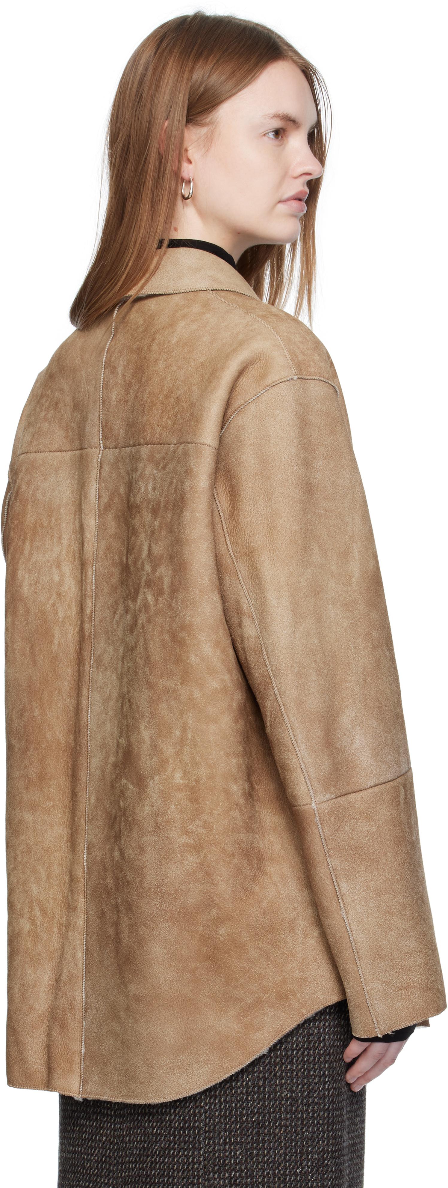 AURALEE Merino Mouton Shearling Shirt Jacket in Natural | Lyst
