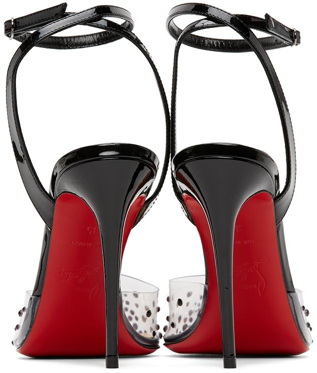 Christian Louboutin Leather Spikaqueen 100 Pvc/patent in Black - Lyst