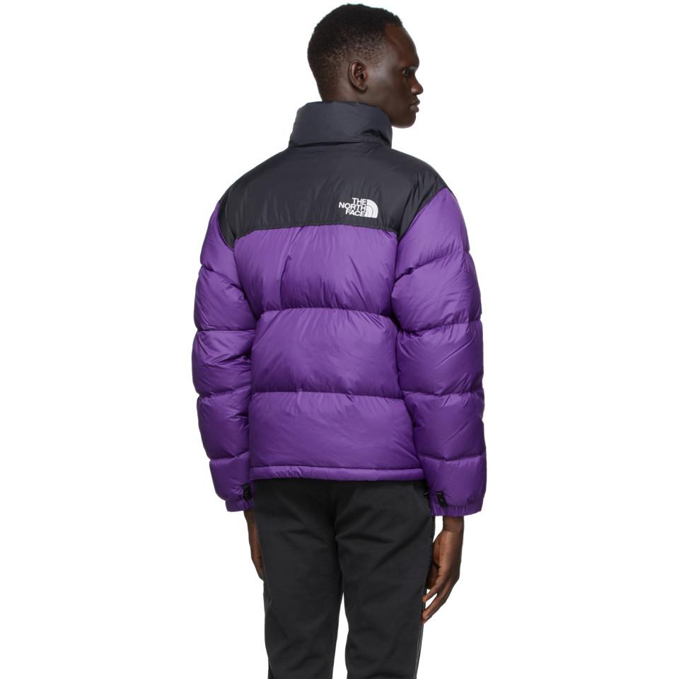 north face black and purple jacket