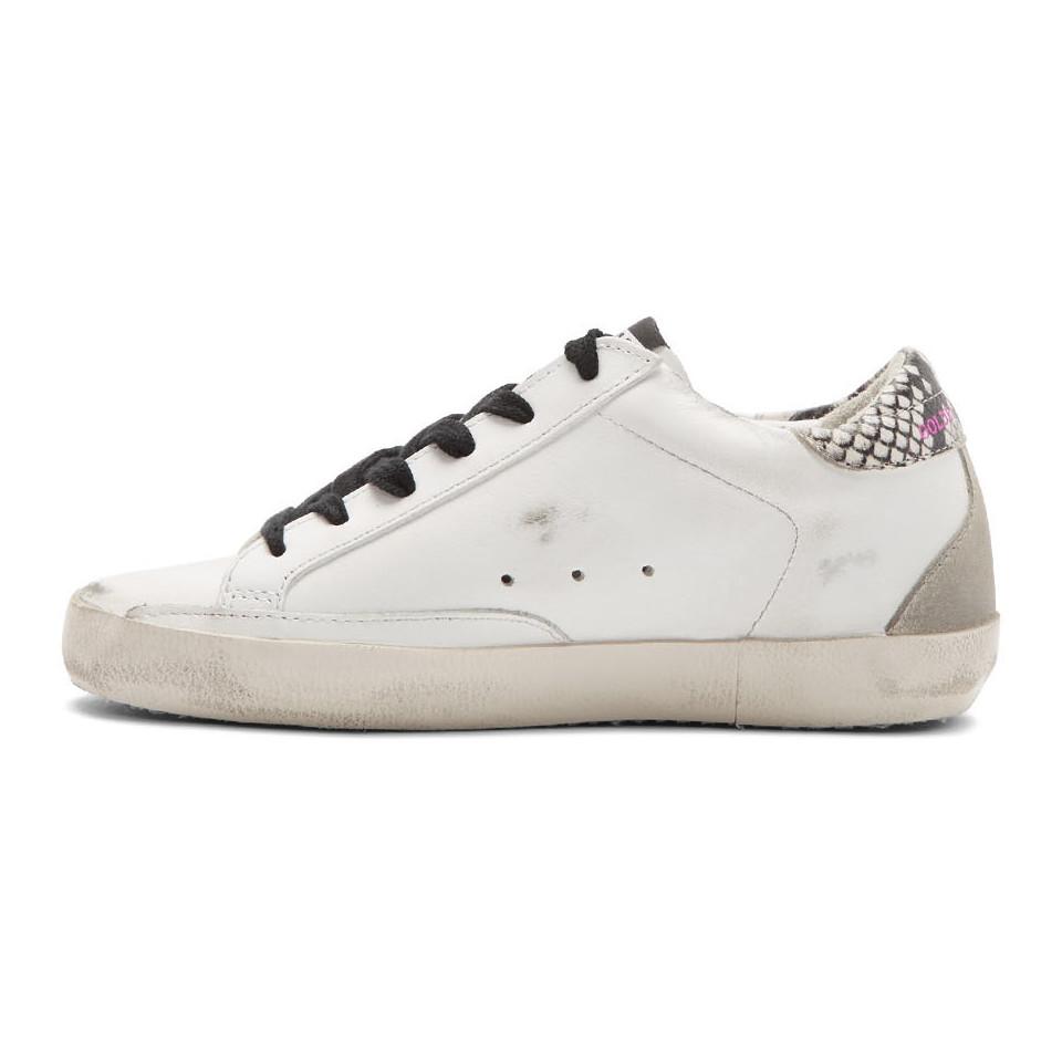 golden goose white glitter star snakeskin superstar sneakers