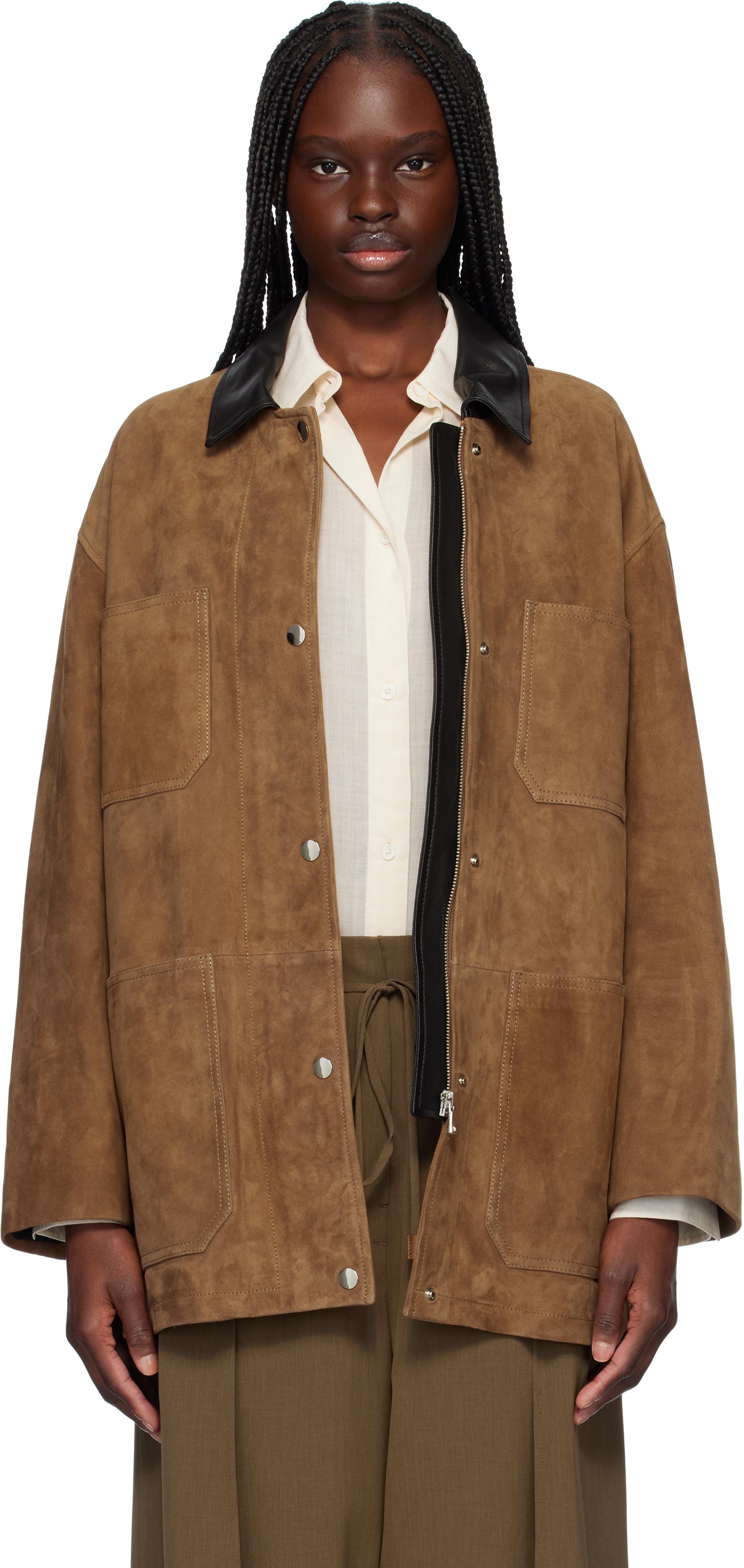 【関税込み】Nour Hammour ブラウン Bam スエードジャケット nour-hammour-TOBASUE-Tobacco-