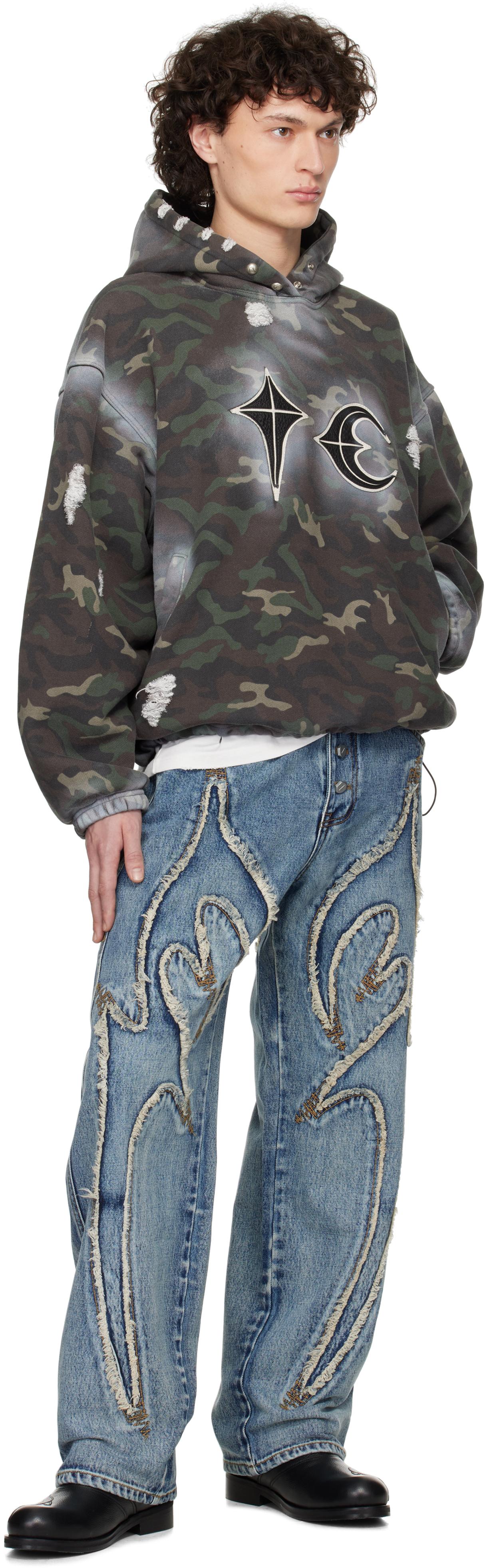 メンズ THUG CLUB カーキ Sprayed Camoflage Rock フーディ