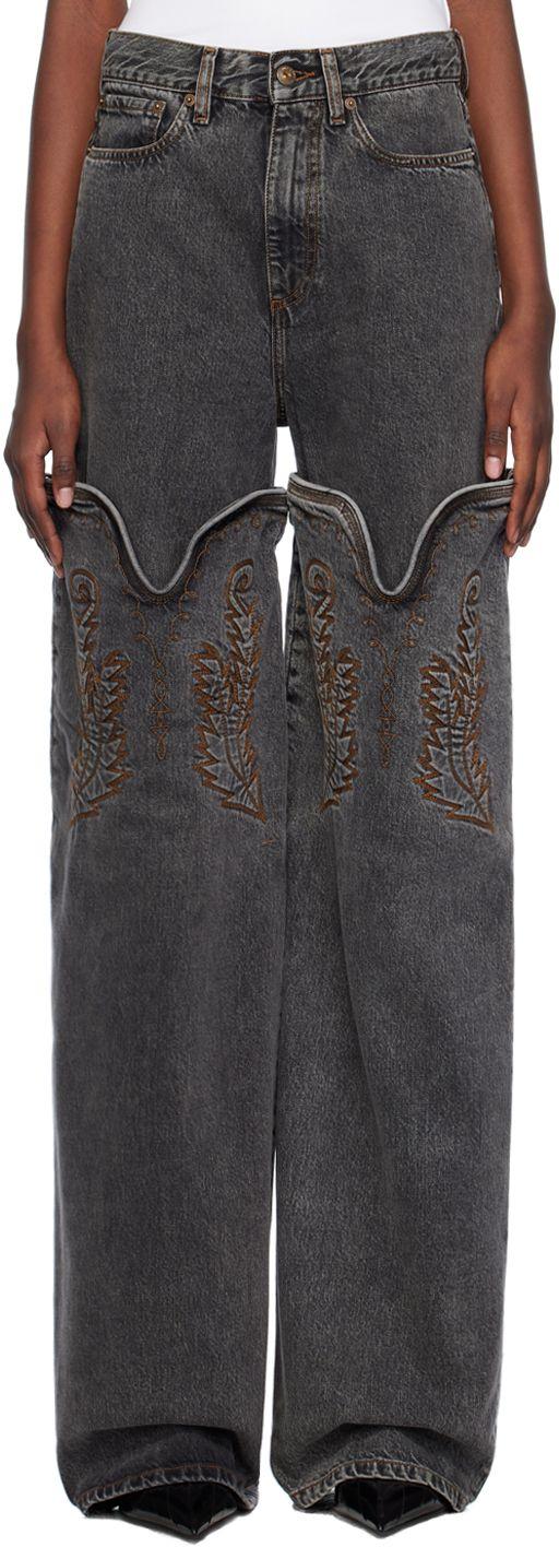 Y. Project Maxi Cowboy Cuff Jeans in Black | Lyst