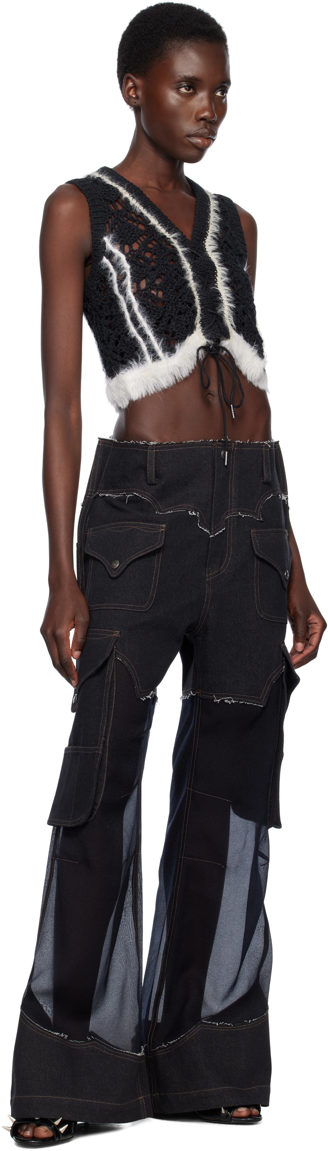 ANDERSSON BELL Sheer Denim Cargo Pants in Black | Lyst