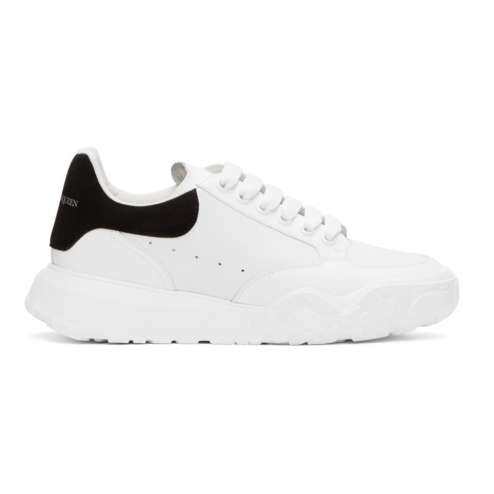 Alexander McQueen White Leather Court Sneakers for Men - Lyst