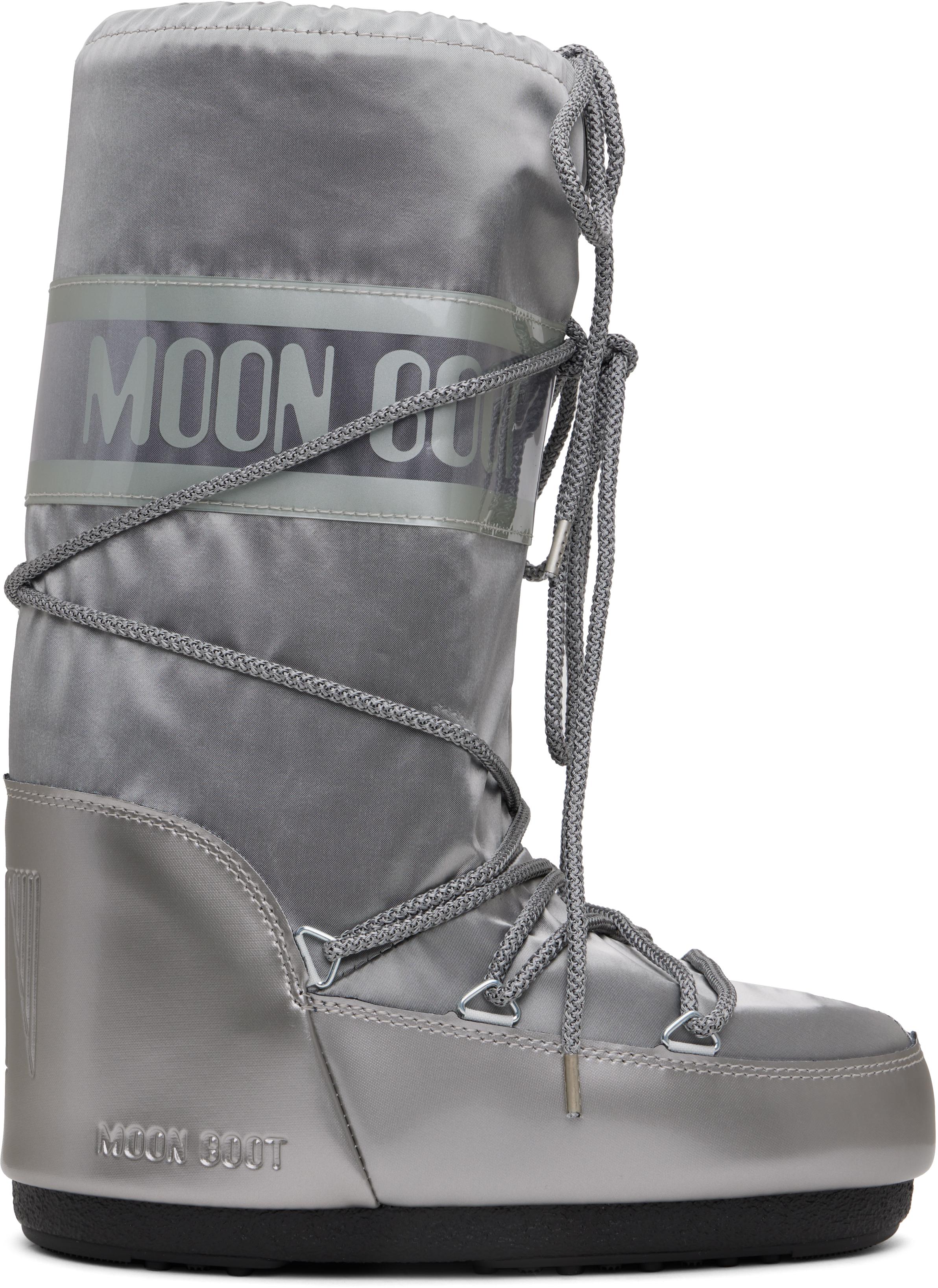 Moon Boot レディース グレー シルバー Icon Glance サテン ブーツ ブーツ