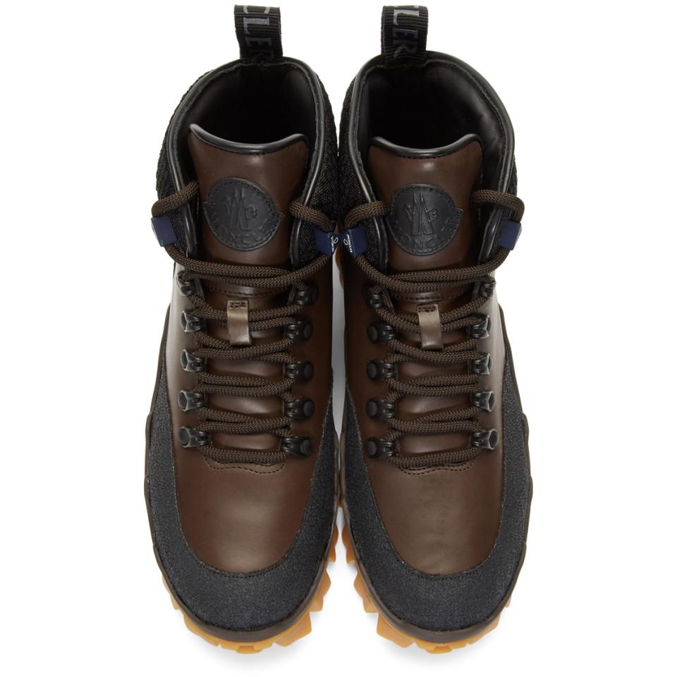 Moncler Leather Black And Brown Hektor Boots for Men - Lyst