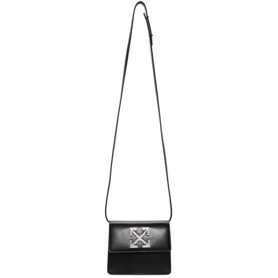 OFF-WHITE 0.7 Jitney Bag Black in Leather with Silver-tone - US
