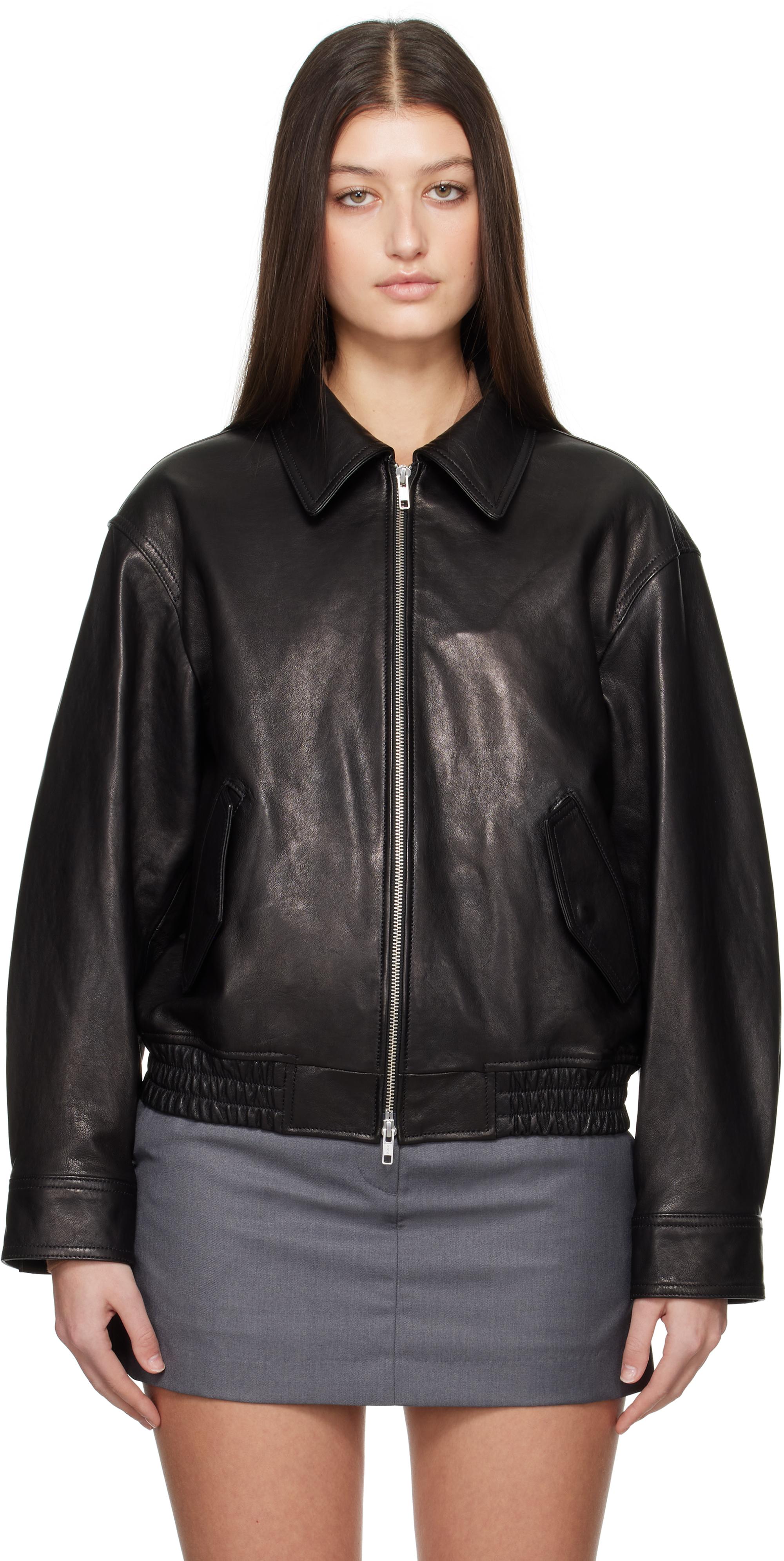 DUNST ブラック オーバーサイズ ヴィンテージ レザージャケット 38サイズ ファッション Dunst オーバーサイズ ビンテージ レザー