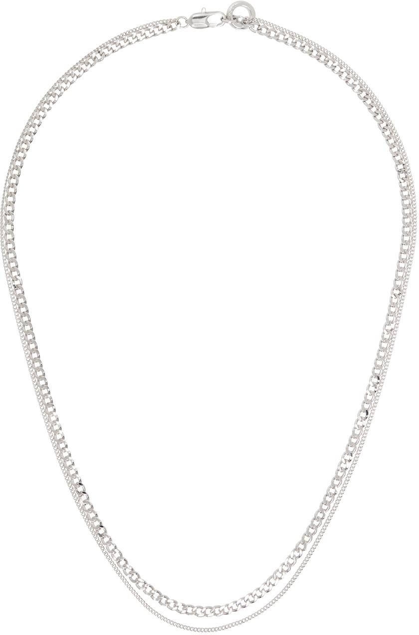 A.P.C. メンズ ホワイト シルバー Minimalist ネックレス ネックレス