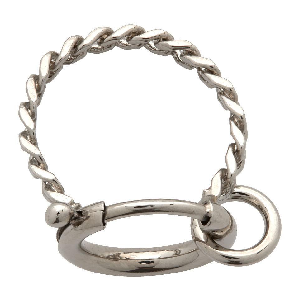 MM6 by Maison Martin Margiela Silver Clasp Curb Chain Ring in Metallic ...