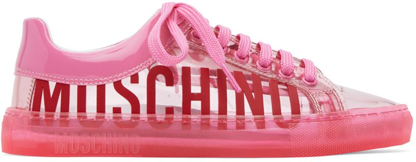 Moschino レディース ブラック トランスペアレント ロゴ スニーカー 