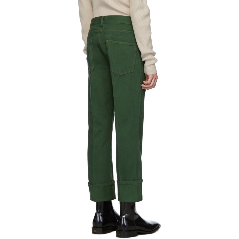 green bootcut pants