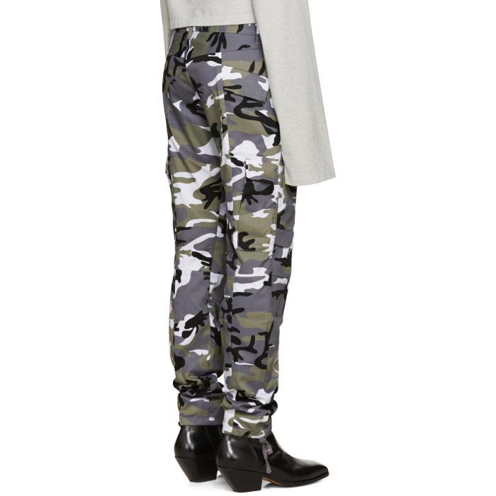 Synthetic Grey Camo Cargo Trousers 