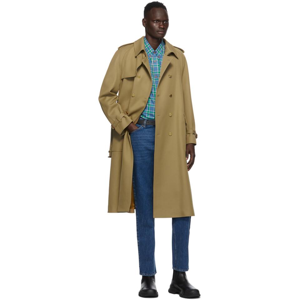 tan wool trench coat