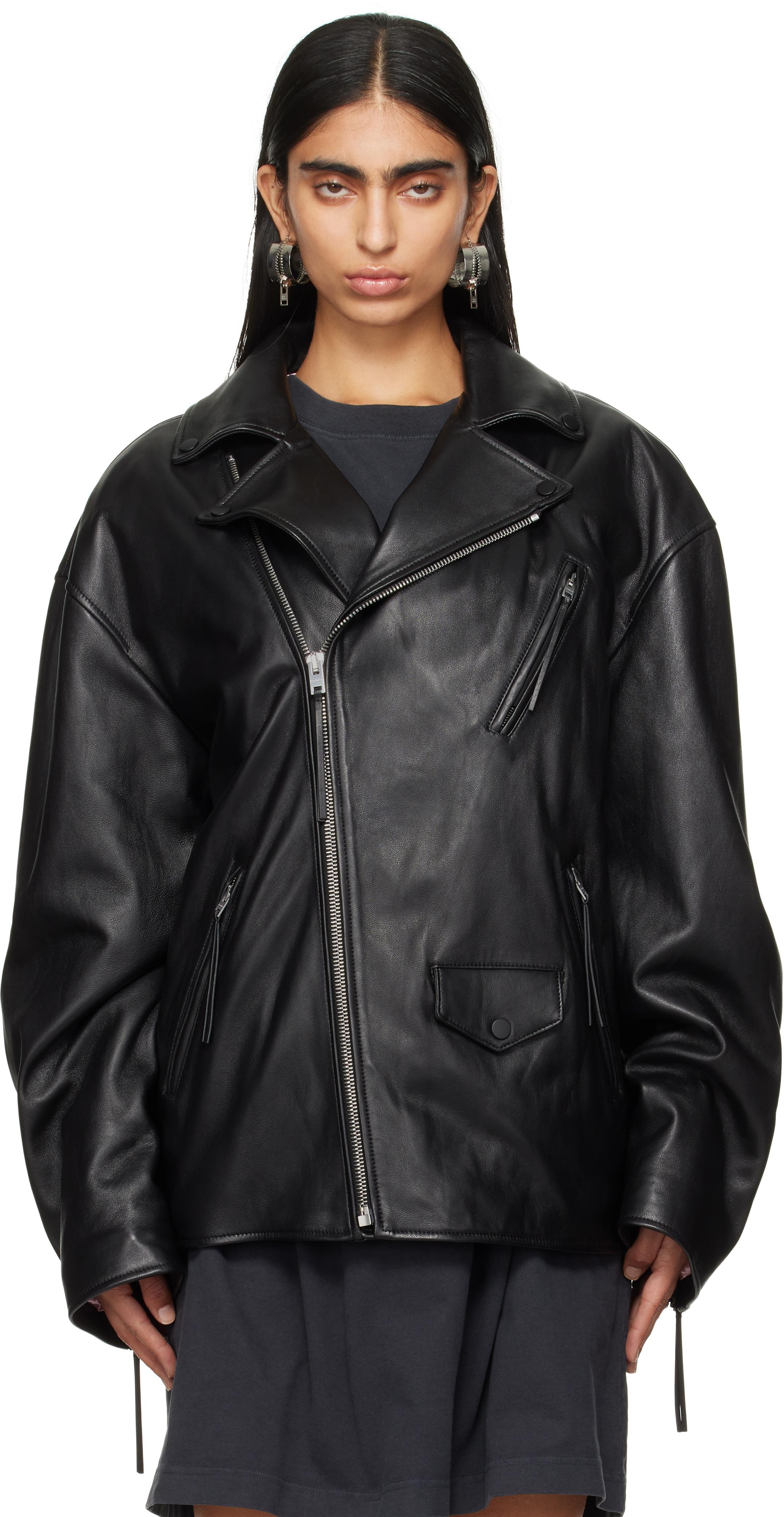 Acne Studios レディース ブラック パデッド レザージャケット Acne Studios レディース ブラック パデッド レザージャケット