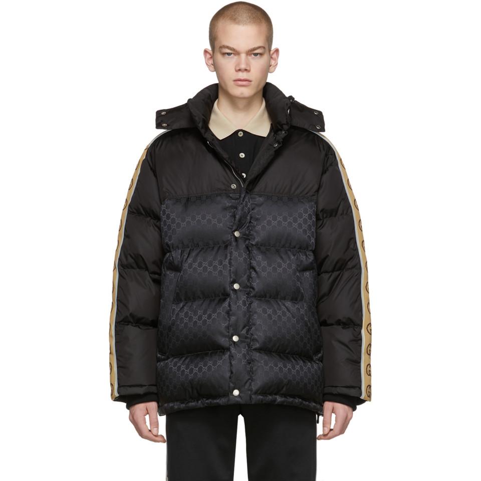Gucci GG Jacquard Nylon Padded Coat in Black for Men | Lyst