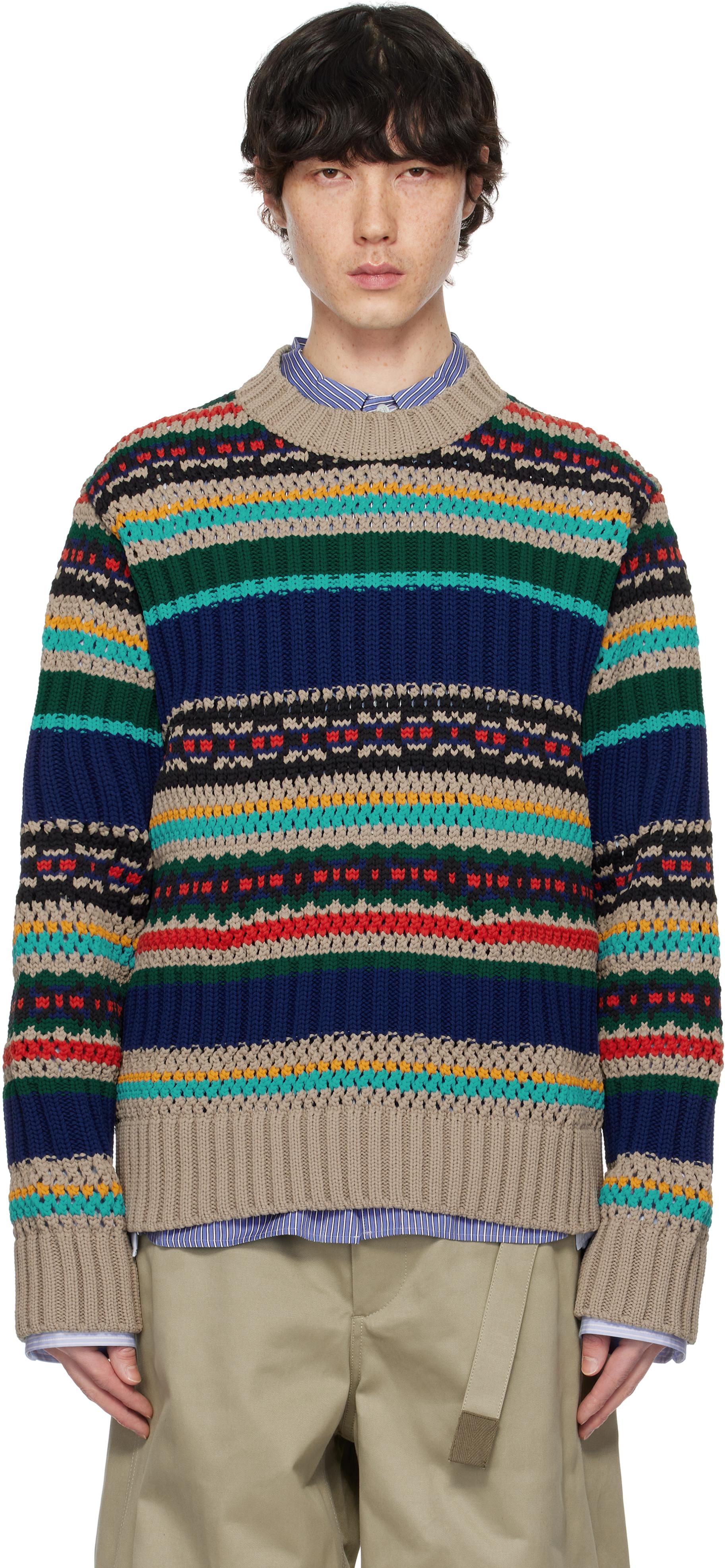 メンズ Sacai マルチカラー メッシュニット セーター | Lyst