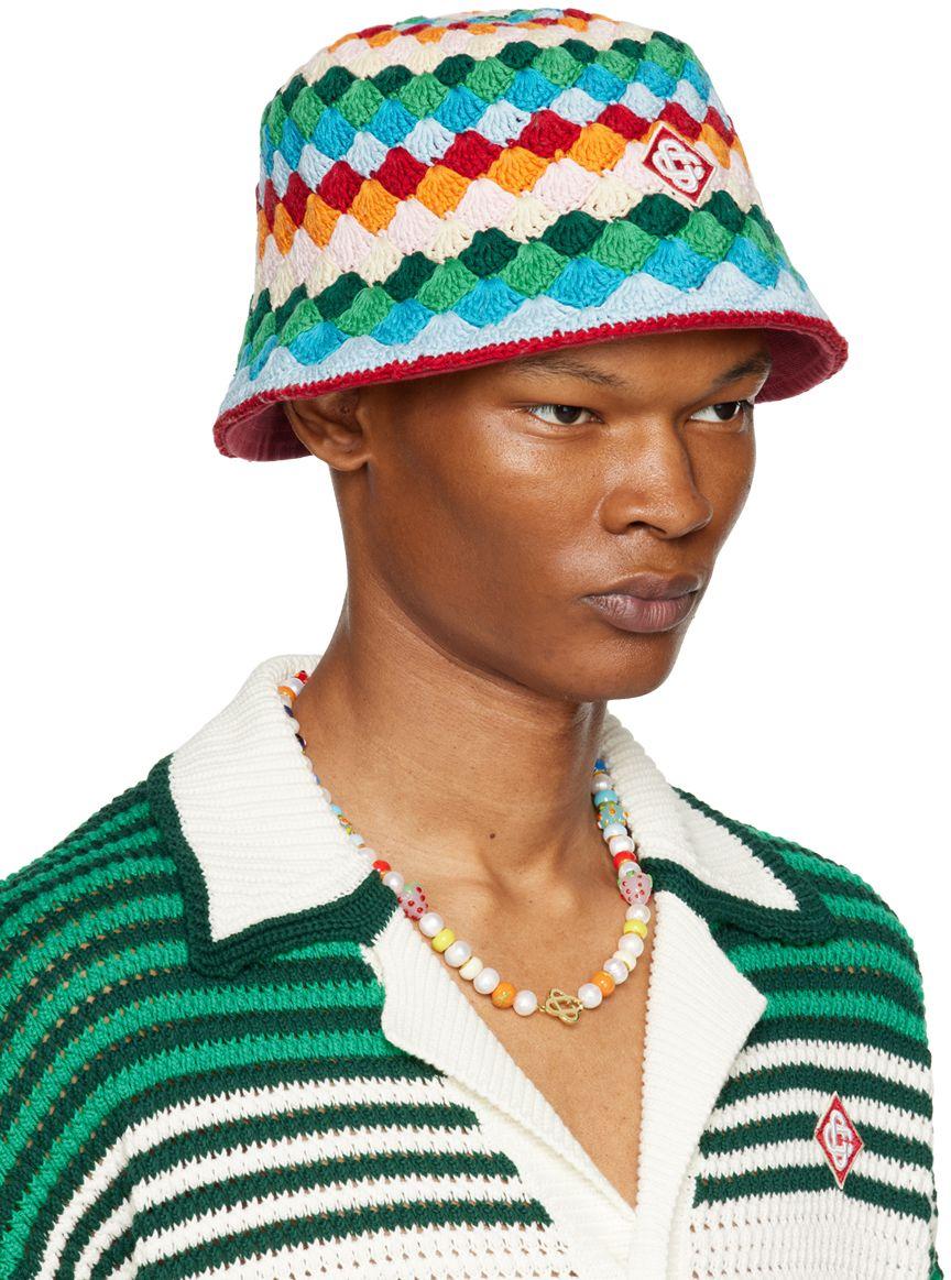 CASABLANCA Multicolor Striped Bucket Hat in Green for Men | Lyst