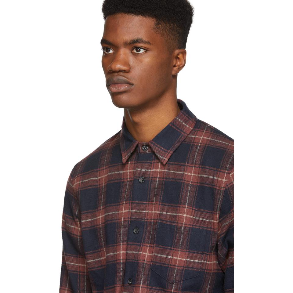 Download John Elliott Cotton Red And Black Check Straight Hem Shirt ...