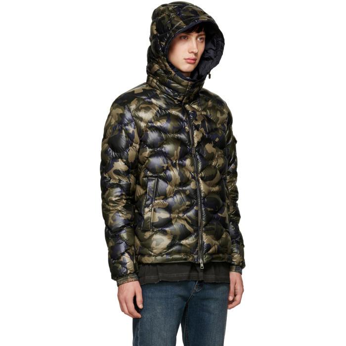 Moncler Synthetic Green Camo Down Morandieres Jacket in Black for Men - Lyst