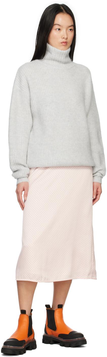 Ganni レディース ホワイト グレー Highneck Zipper セーター Ganni レディース ホワイト グレー Highneck Zipper セーター