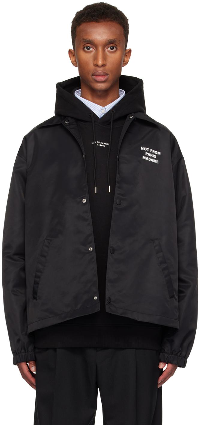 Drole de Monsieur メンズ ブラック La Veste Slogan コーチジャケット 