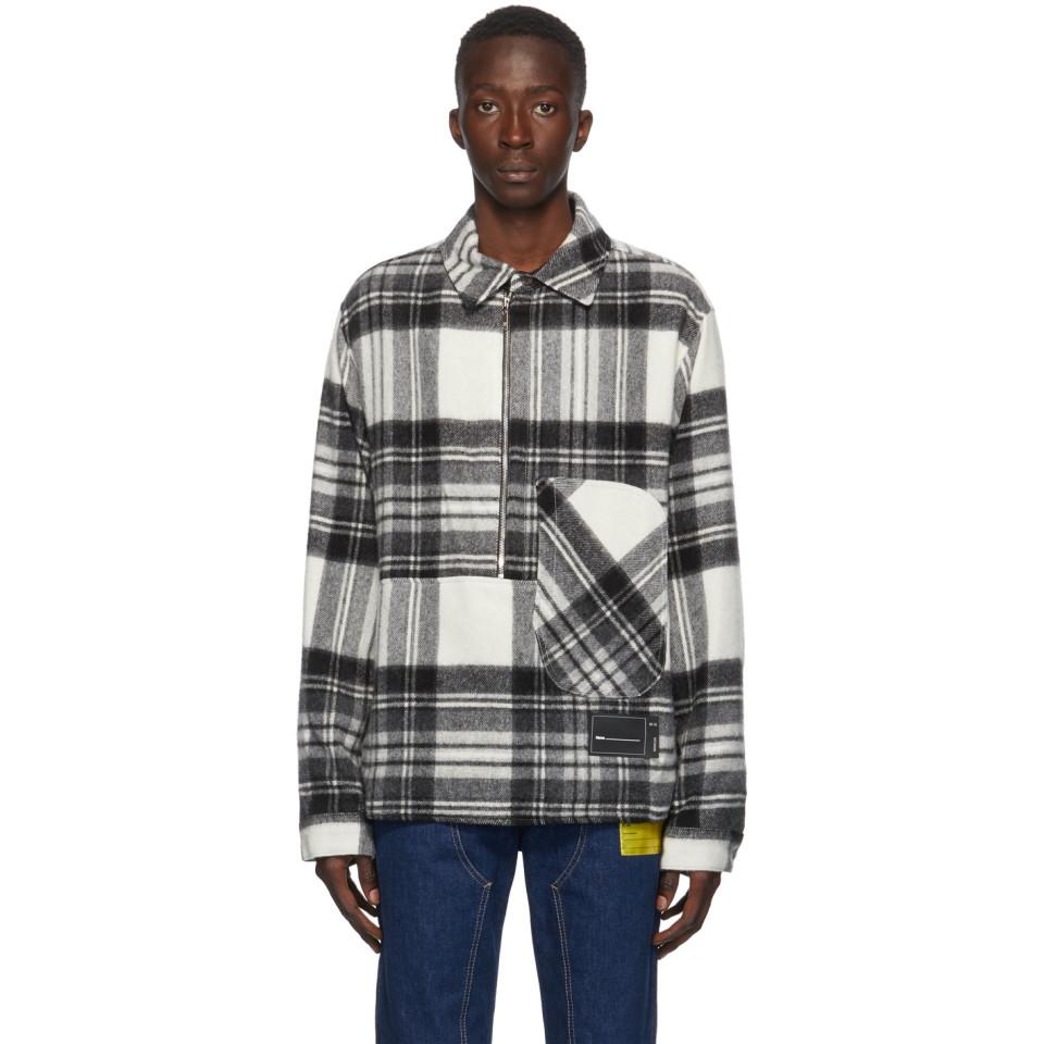 Download we11done Grey Wool Check Half-zip Anorak Shirt in Gray for ...