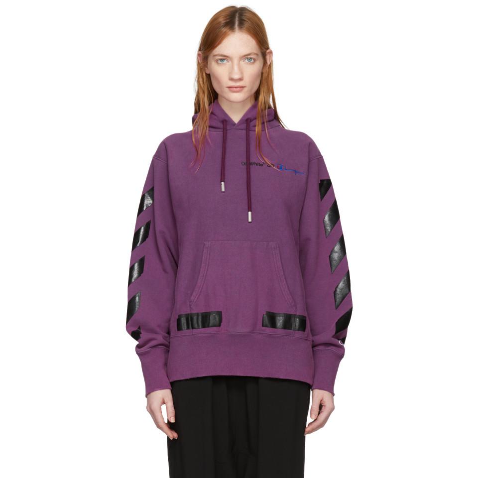 off white champion hoodie purple