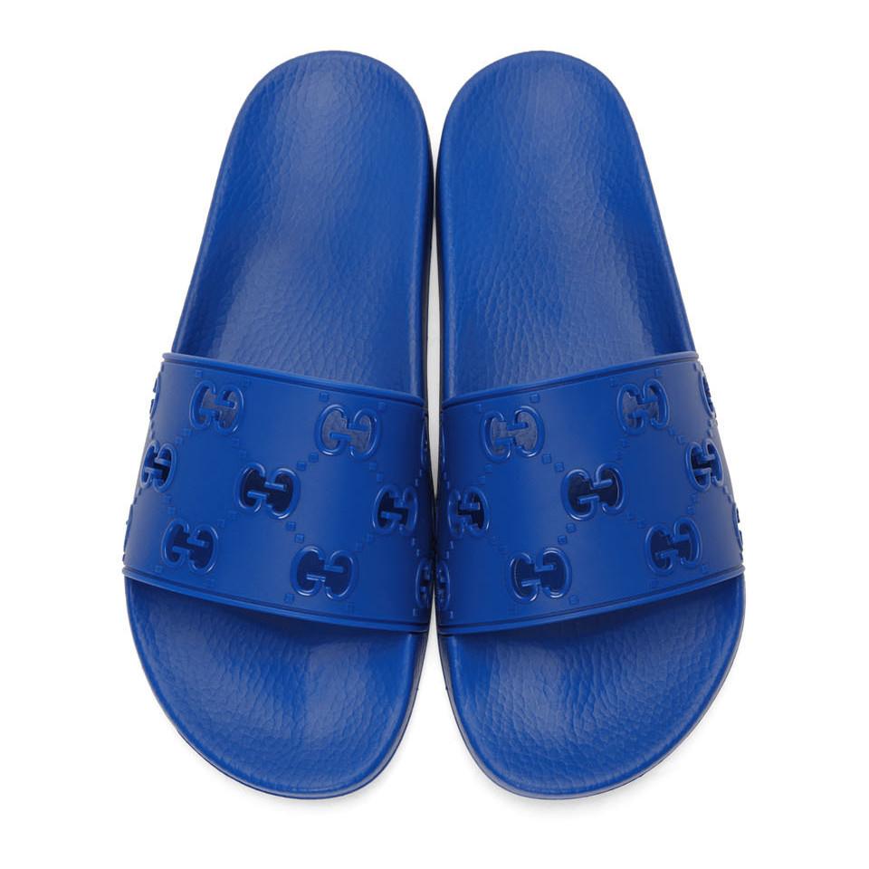 blue gucci slides