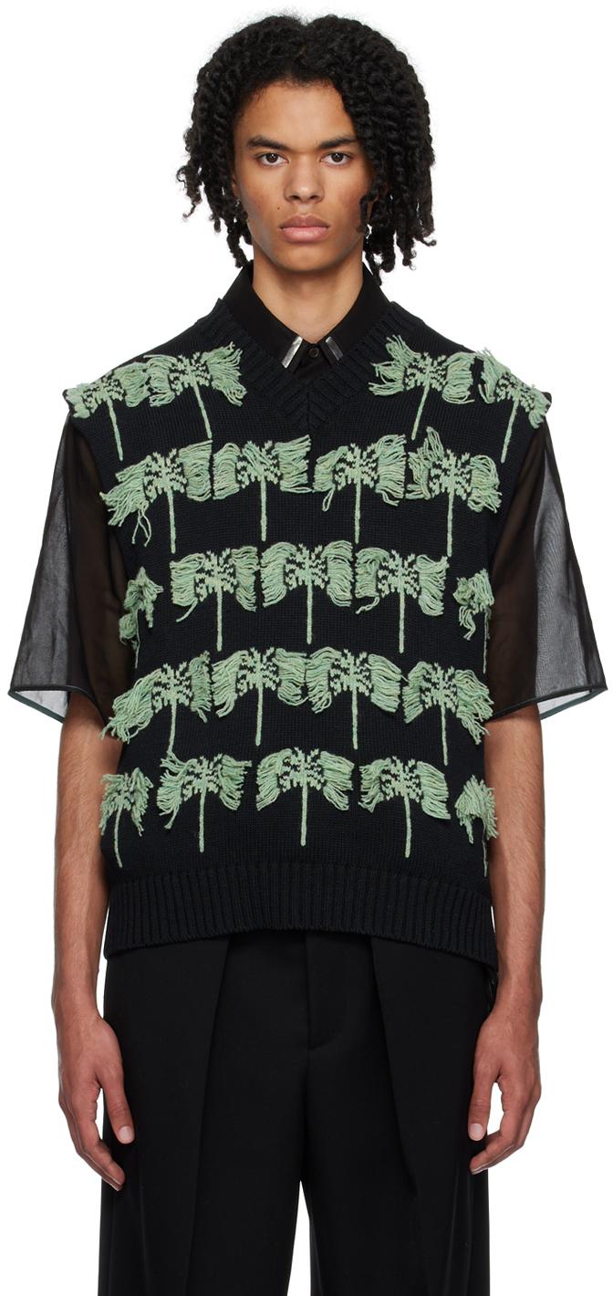 Jil Sander メンズ ブラック Vネックベスト Tシャツ
