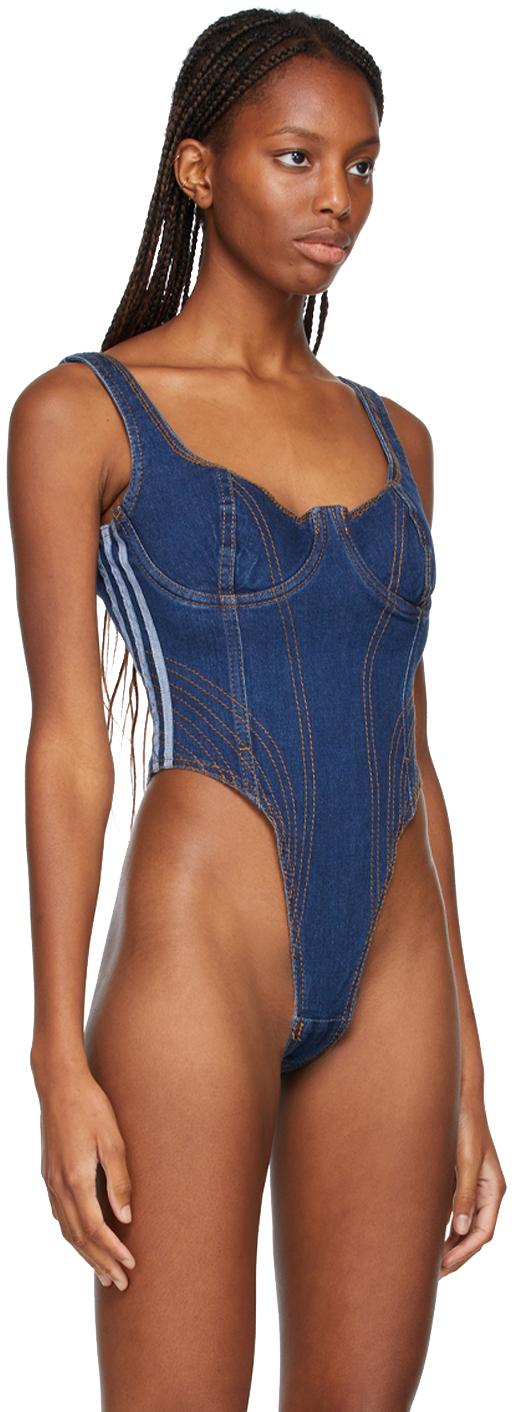 adidas Indigo Denim Bodysuit in Blue | Lyst