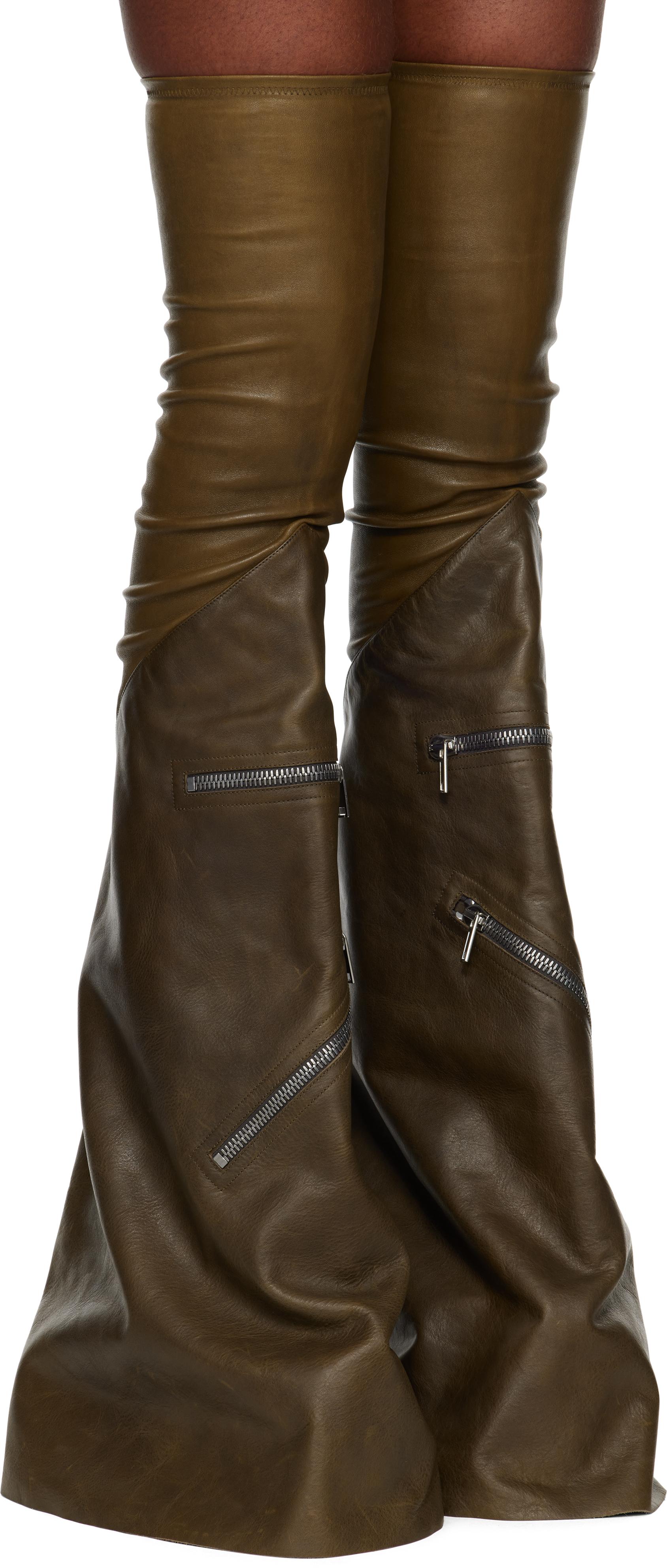 Rick Owens レディース カーキ Cargoflares ロングブーツ ブーツ