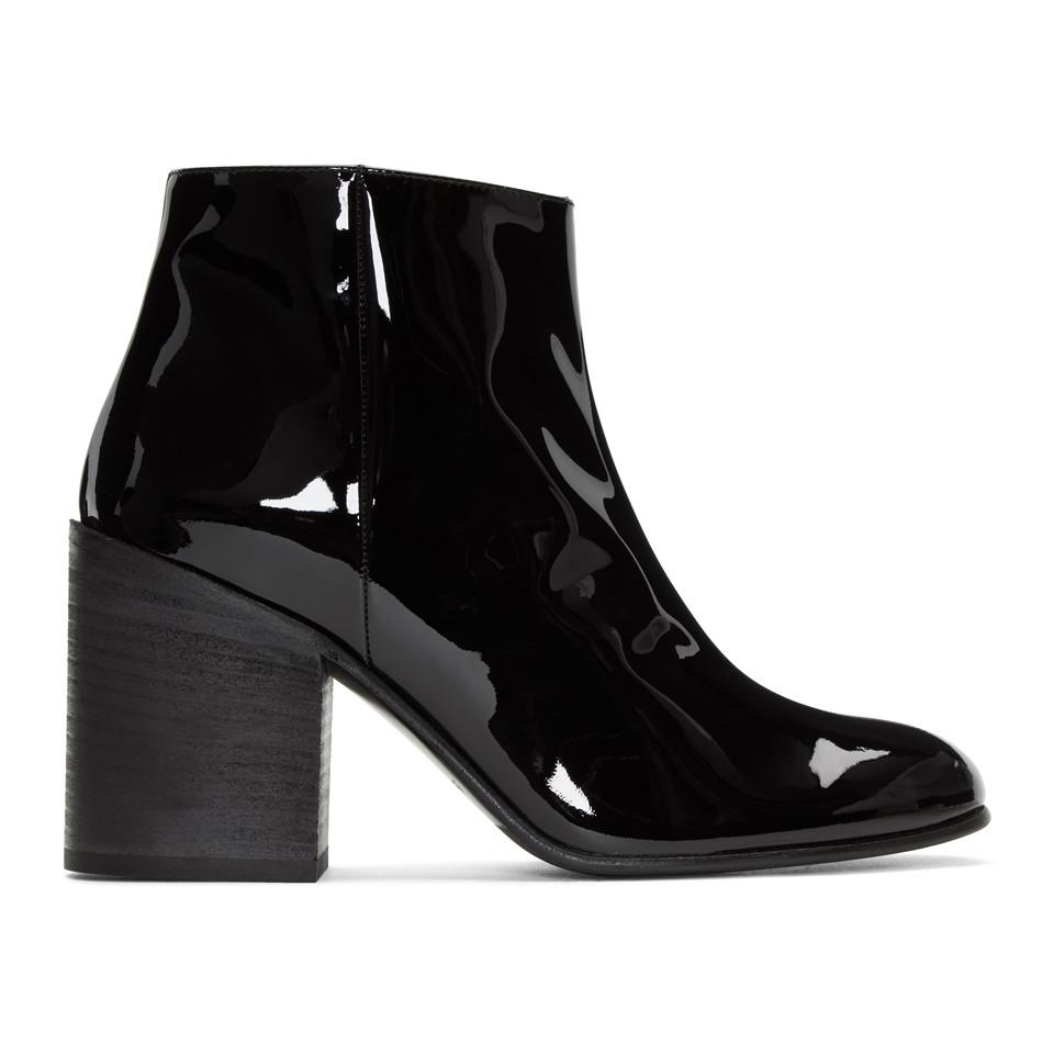 Acne Studios Leather Black Patent Beth Boots - Lyst