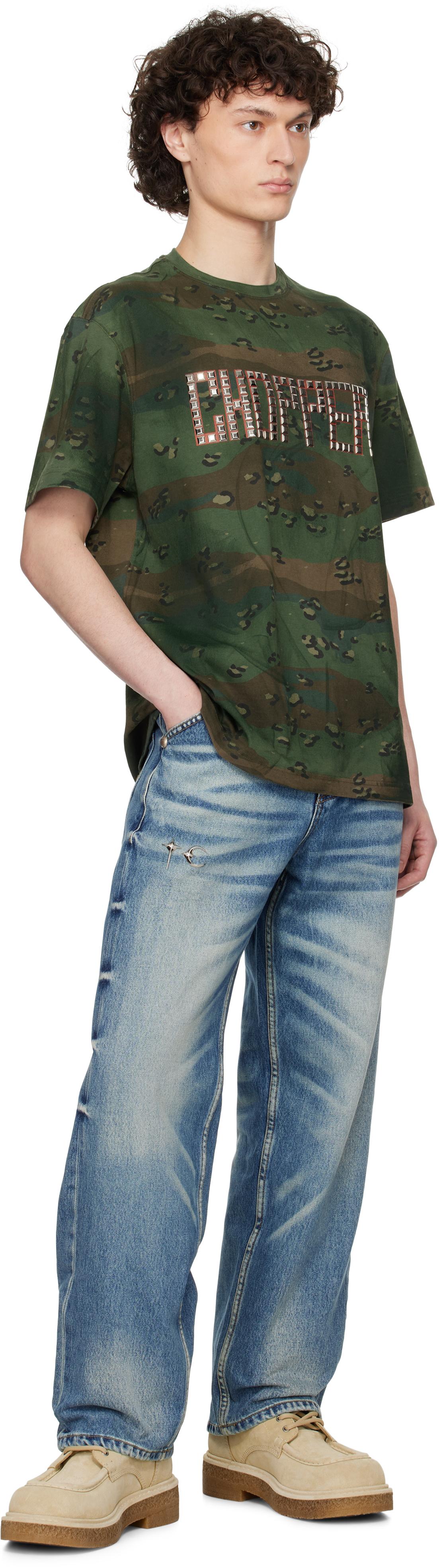 THUG CLUB Khaki Camoflage 'Chopper' T-Shirt in Green for Men