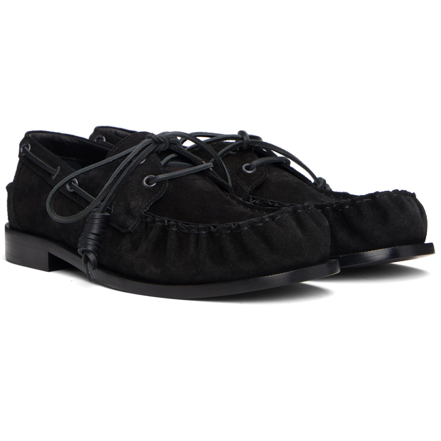 Dries Van Noten Suede Boat Shoes in Black for Men | Lyst UK