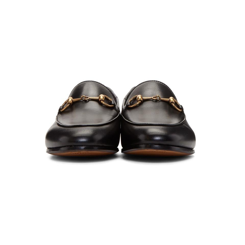 gucci black brixton crushback loafers