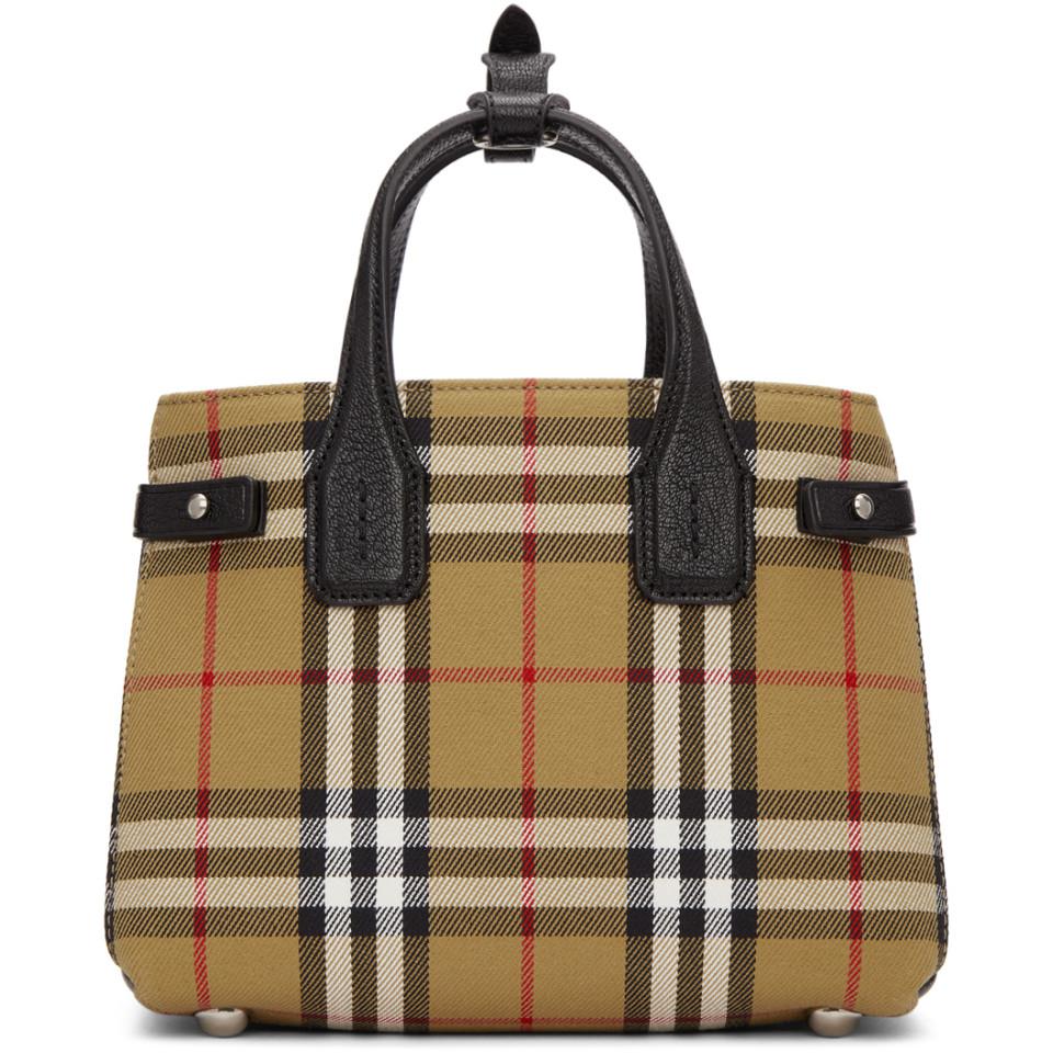 Burberry The Baby Banner In Vintage Check And Leather - Lyst