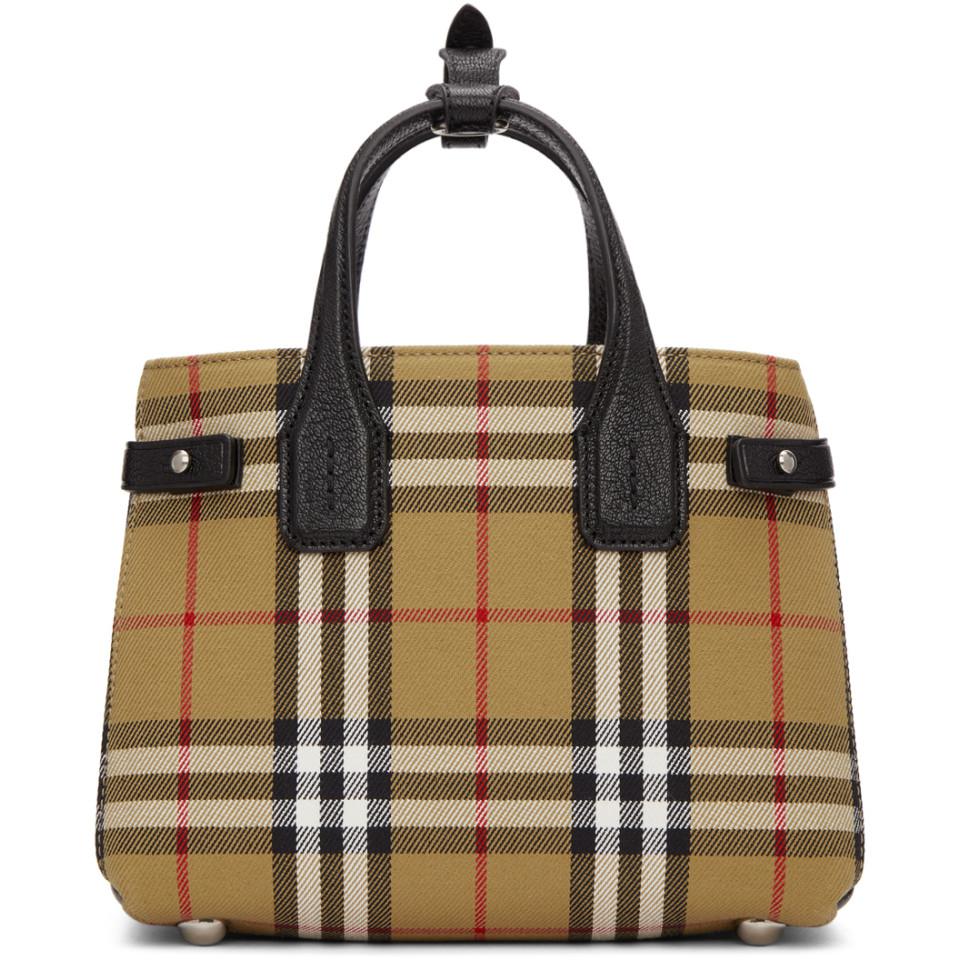 the baby banner in leather and vintage check