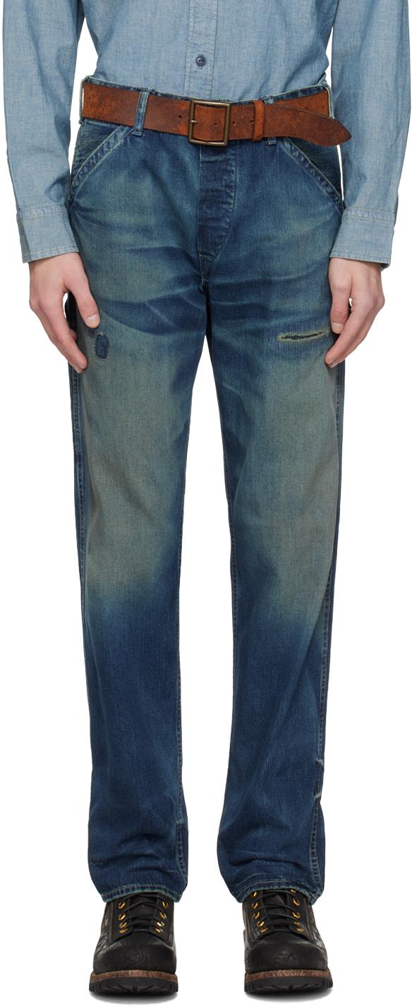 RRL メンズ ブルー ストレートフィット ジーンズ ジーンズ