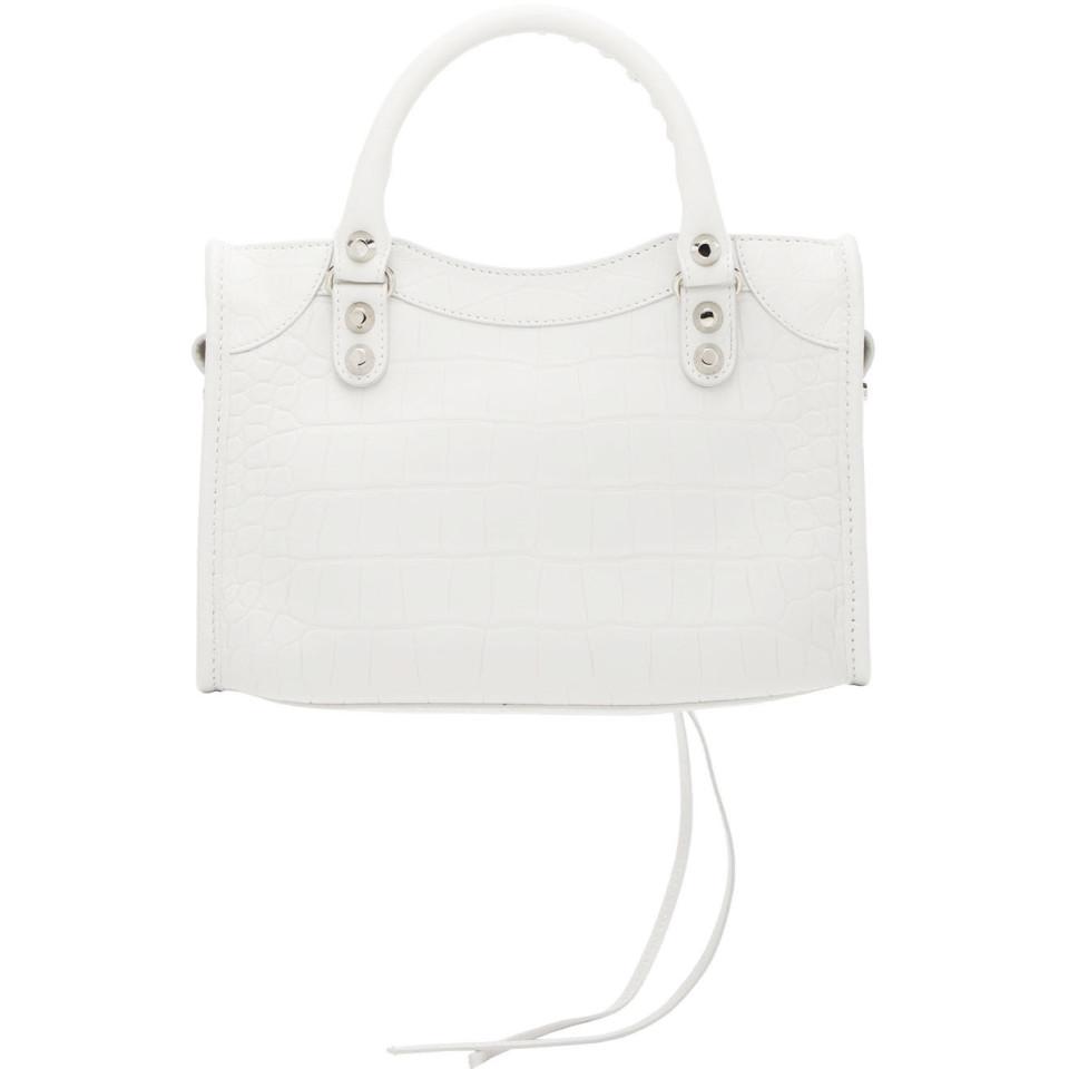 Balenciaga White Croc Classic Mini City Bag Lyst Australia