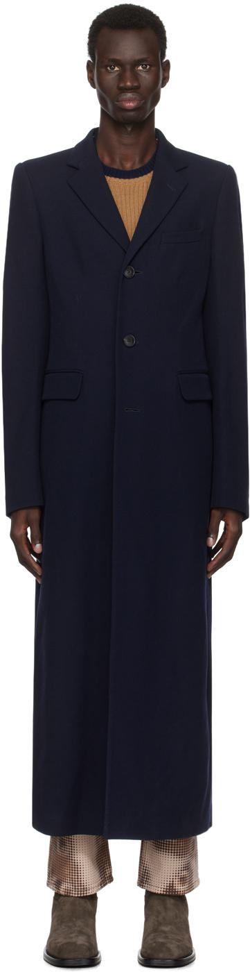 DRIES VAN NOTEN ネイビー ダブルブレストコート Dries Van Noten ダブルブレスト コート ロングコート 関税込み