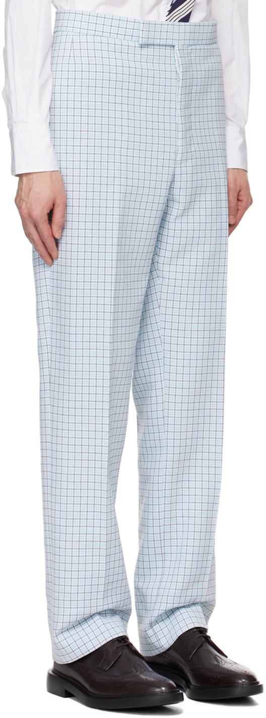 Thom Browne メンズ ホワイト Thom E ブルー ローライズ トラウザーズ 