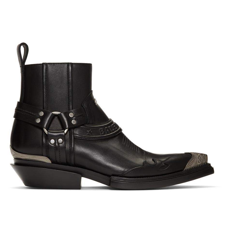 Balenciaga Santiag Western Leather Boots in Black for Men | Lyst