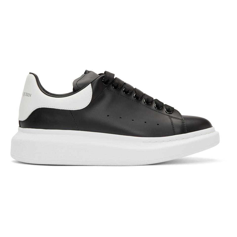 Alexander McQueen Leather Black And White Oversized Sneakers for Men - Lyst